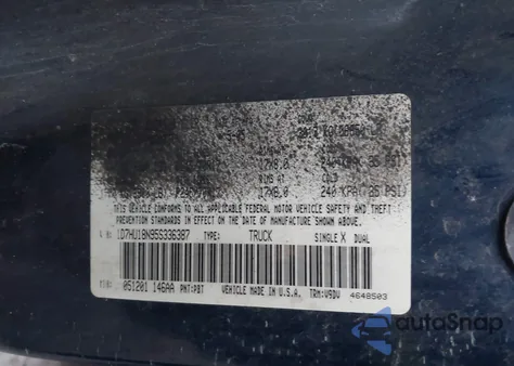 2005 Dodge Ram 1500 Slt/Laramie z USA, uszkodzony, nr VIN 1D7HU18N95S336387